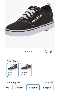 Heelys Black Canvas Low-Top Skate Sneaker with White Accents Size 4